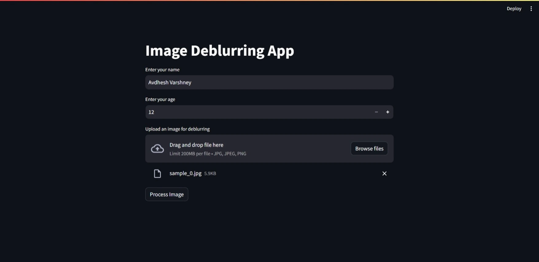 Image De-Blurring Application